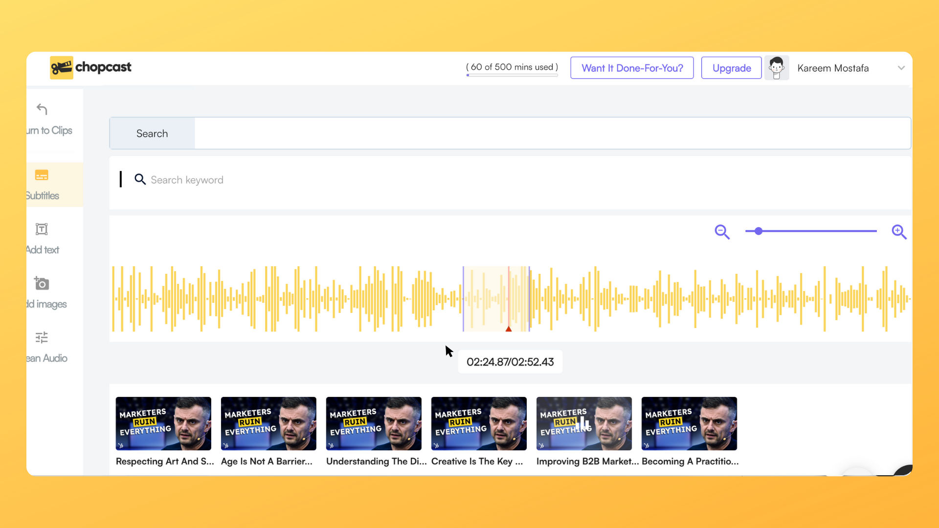 Video clip editing and repurposing tools chopcast